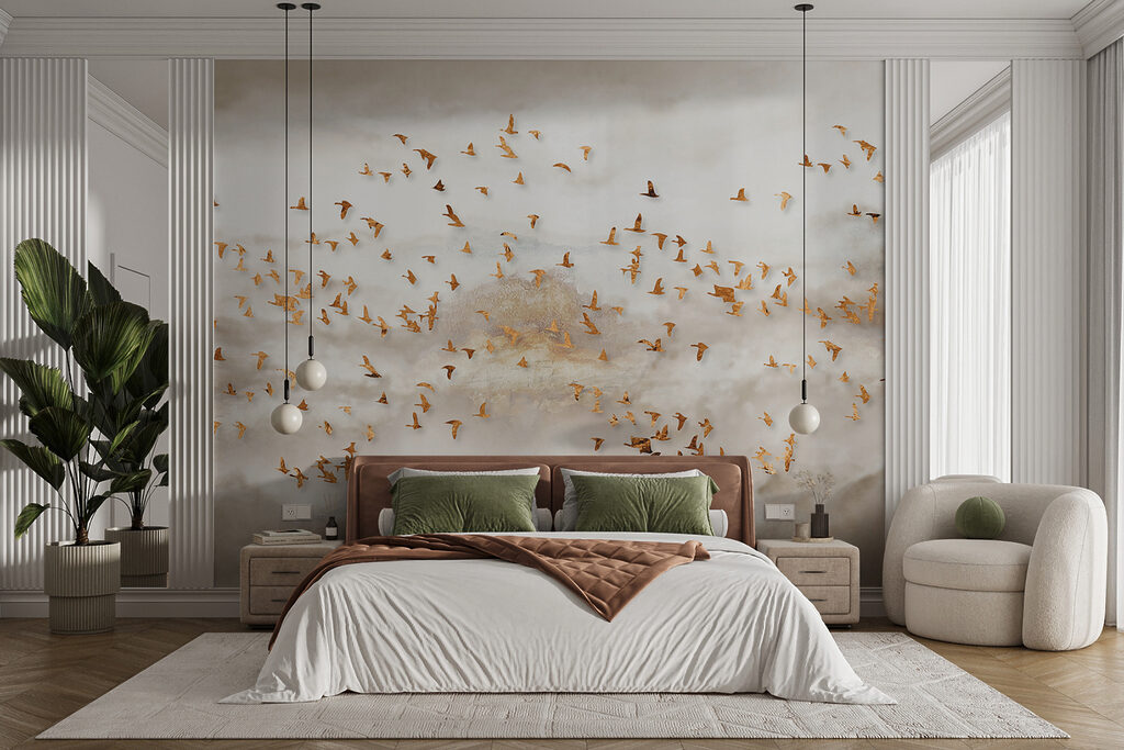 Golden birds over mist — interior 4