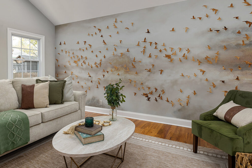 Golden birds over mist — interior 6