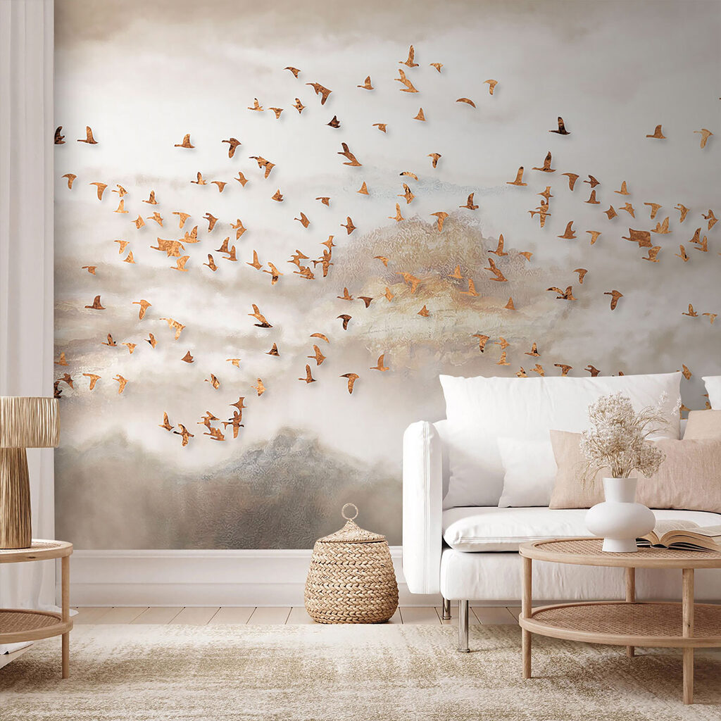 Golden birds over mist — interior 5