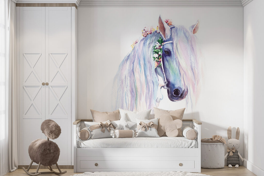 Horse with flower wreath — interior 2