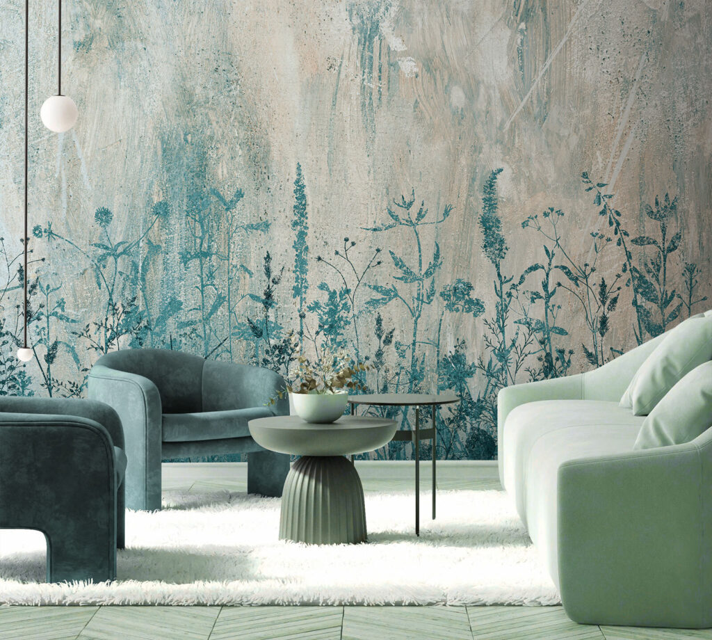 Turquoise meadow on white — interior 3