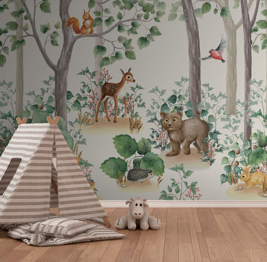 Woodland animals between trees — interior 2