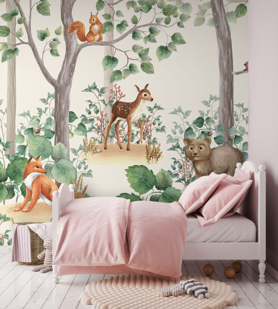 Woodland animals between trees — interior 3