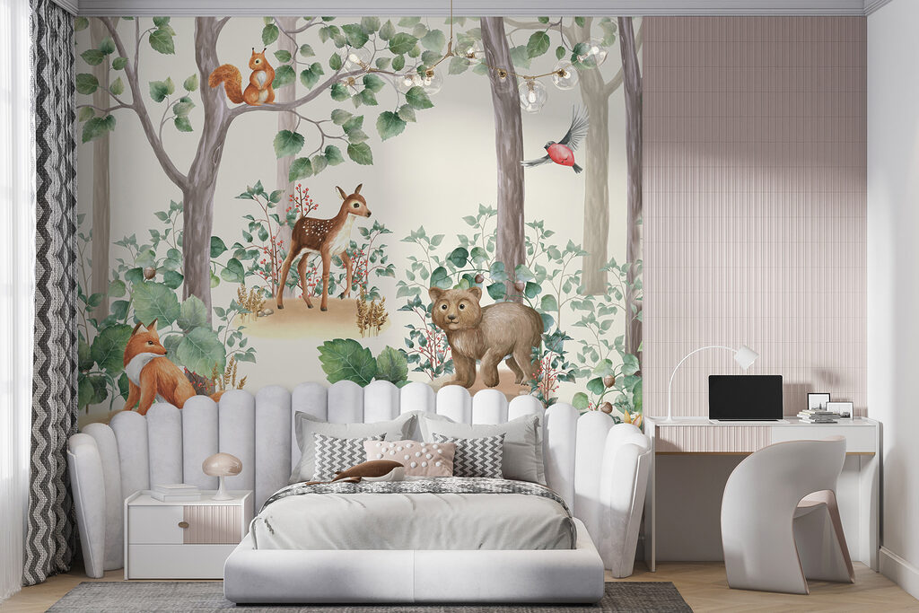 Woodland animals between trees — interior 4
