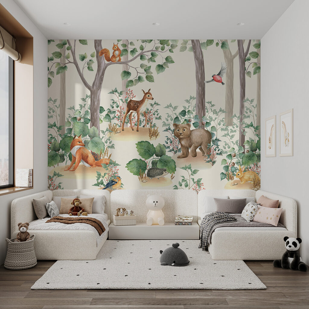 Woodland animals between trees — interior 5