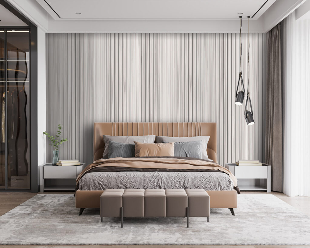 Vertical stripes on grey — interior 2