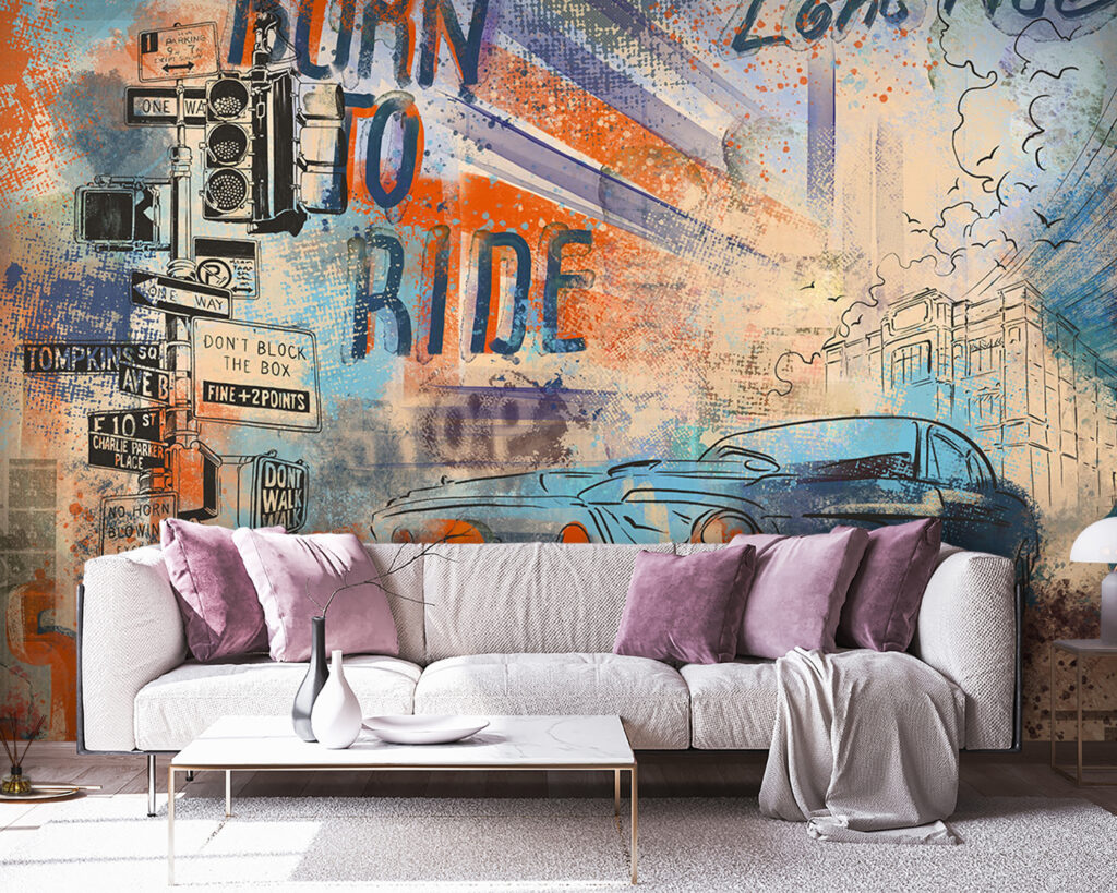 Classic car in collage — interior 2