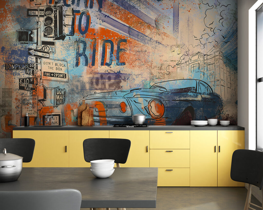 Classic car in collage — interior 3