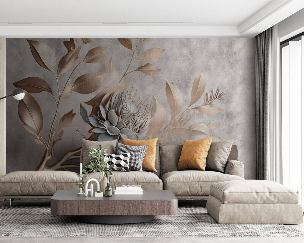 Flower branch in relief — interior 1
