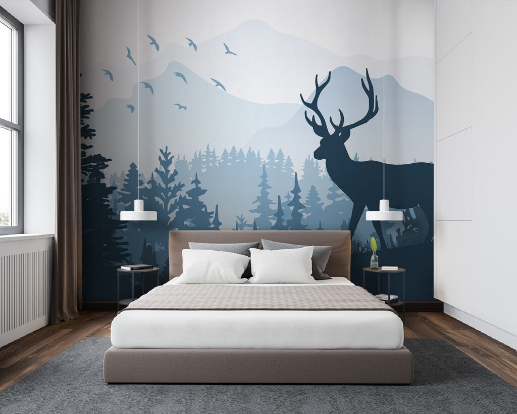 Deer on blue hill — interior 2