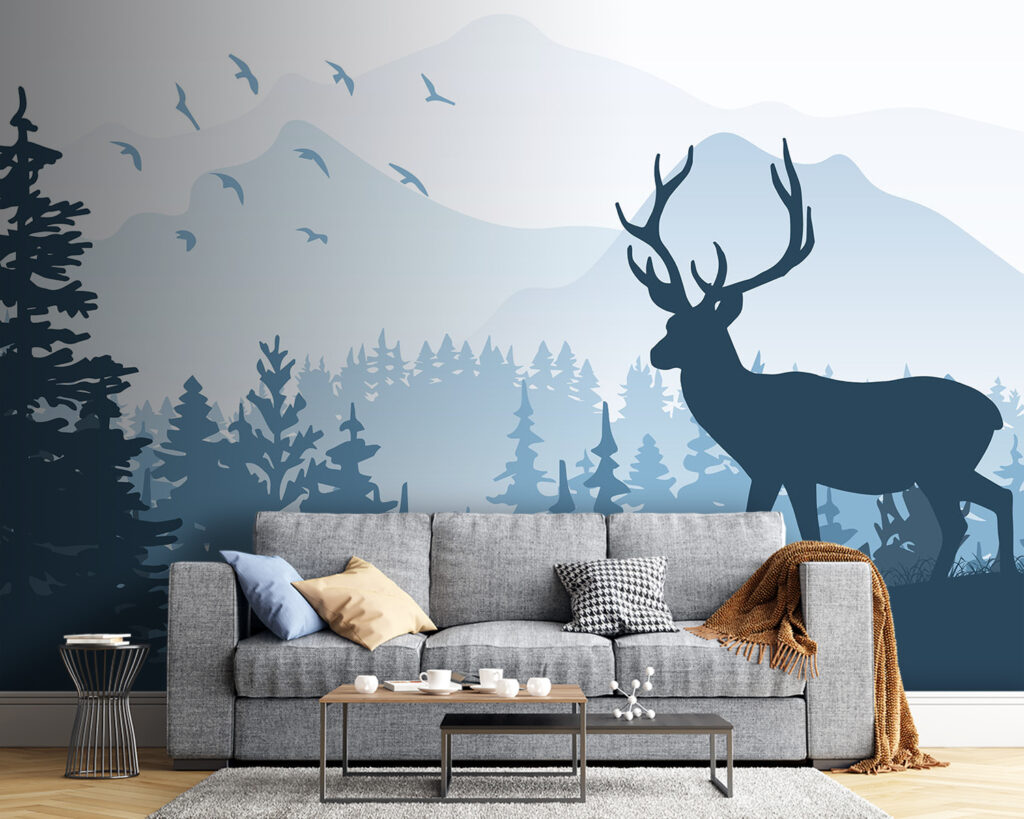 Deer on blue hill — interior 3