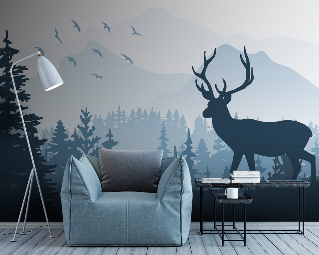 Deer on blue hill — interior 1