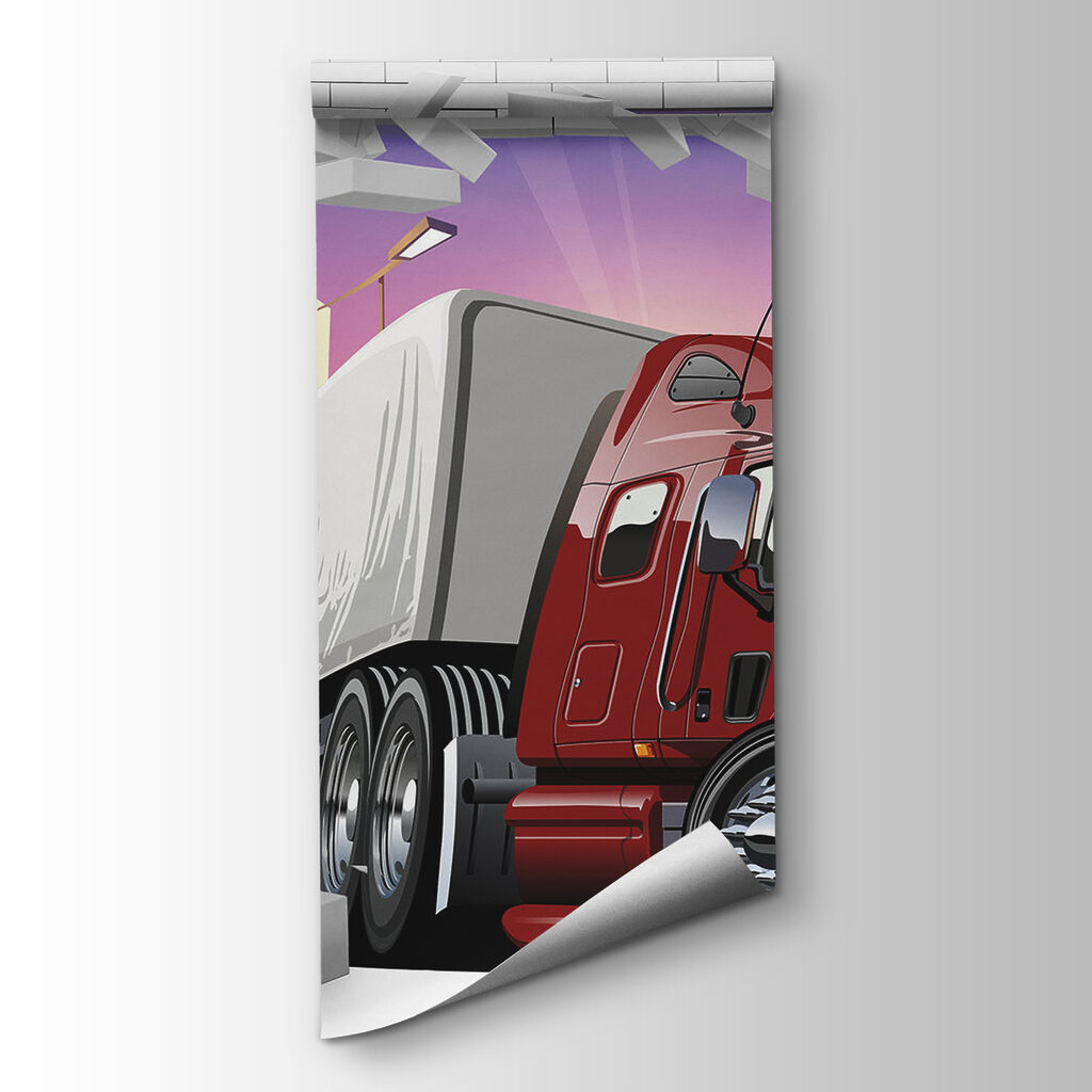 Lorry breaking through brick — product view