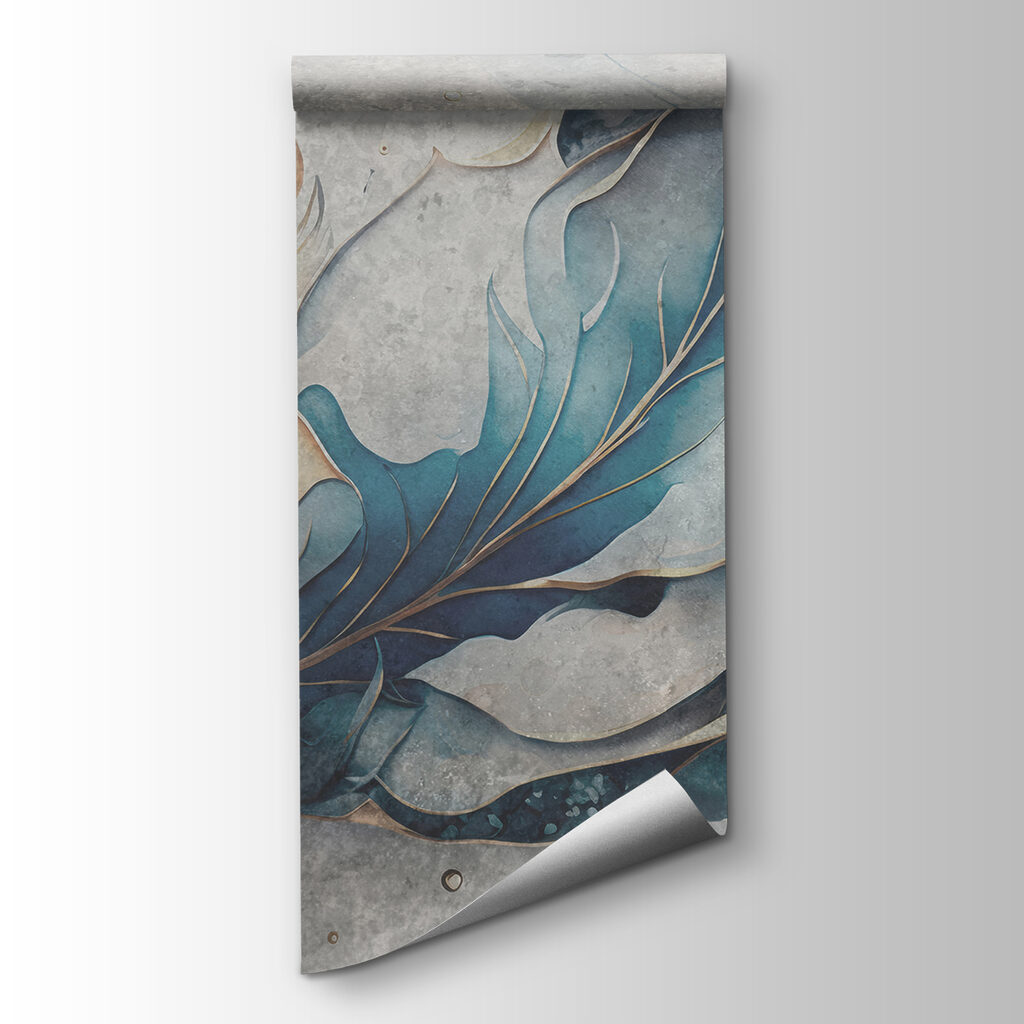 Blue leaves, decorative lines — product view