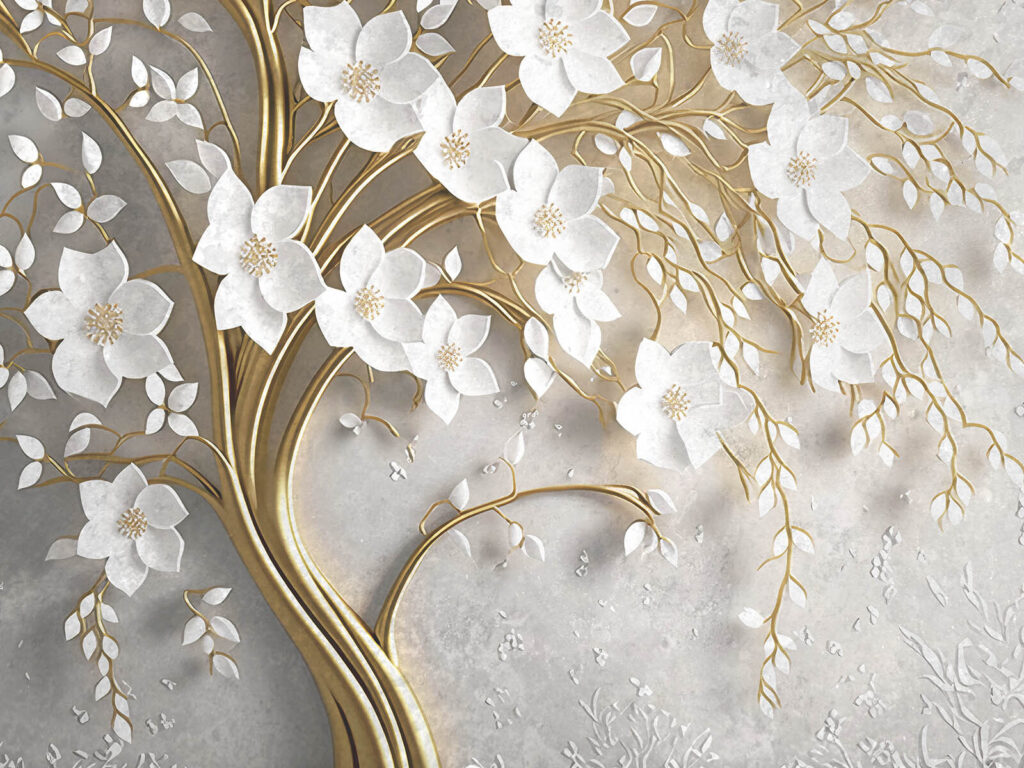 Decorative blossom branch — full design