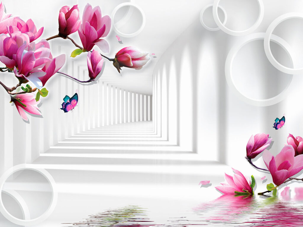Magnolia in white corridor — full design