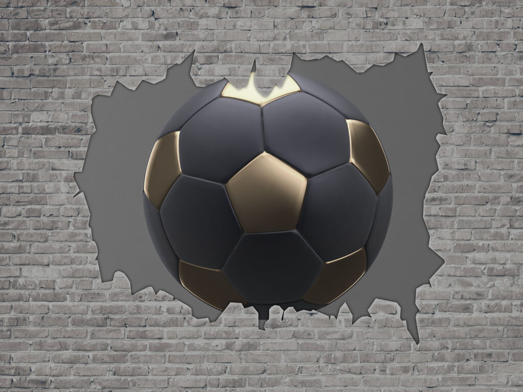 Football through brick — full design