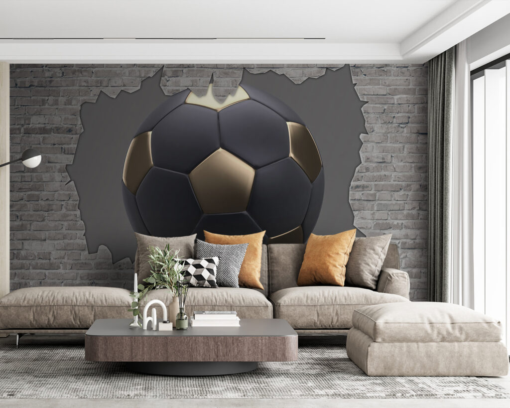 Football through brick — interior 3