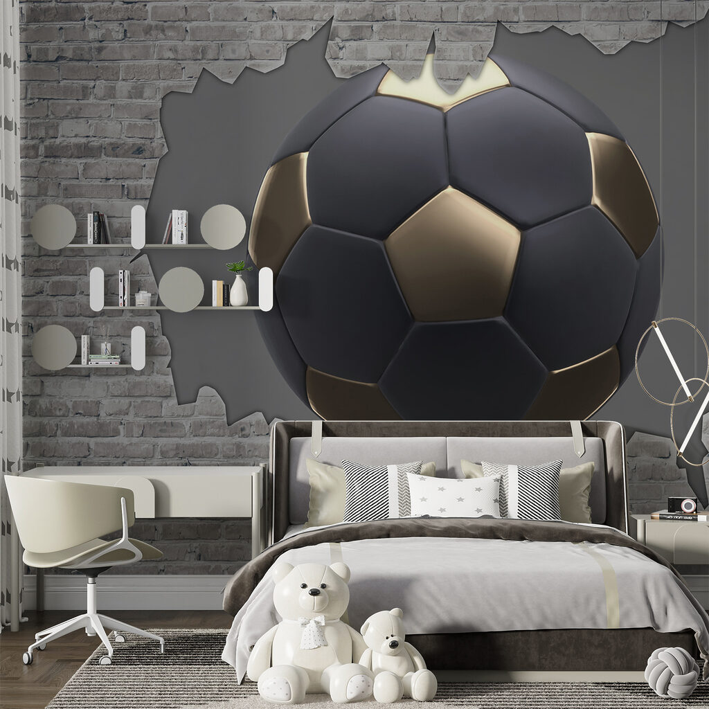 Football through brick — interior 5