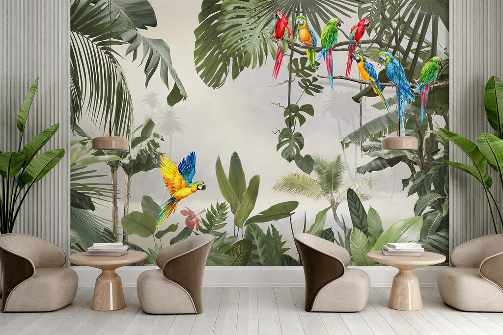 Parrots in light jungle — interior 5