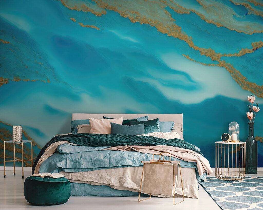 Turquoise clouds, gold bands — interior 1