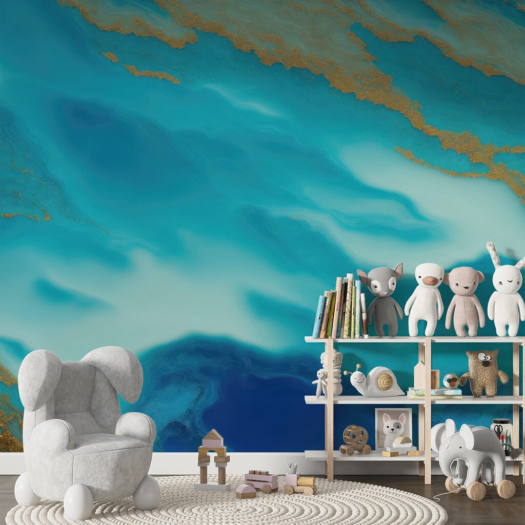 Turquoise clouds, gold bands — interior 4