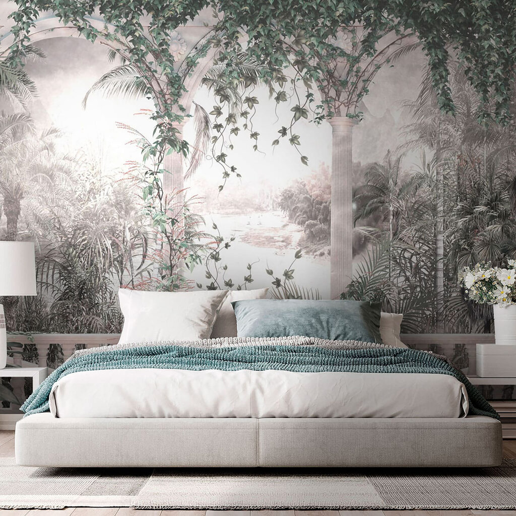 Pale jungle behind arches — interior 4