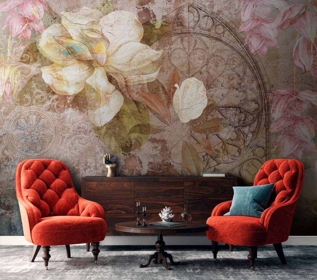 Flowers over vintage ornament — interior 3