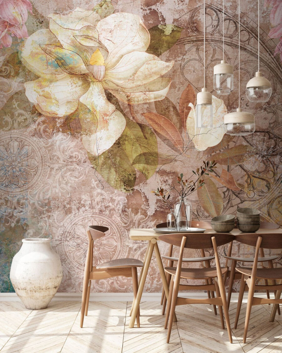 Flowers over vintage ornament — interior 1