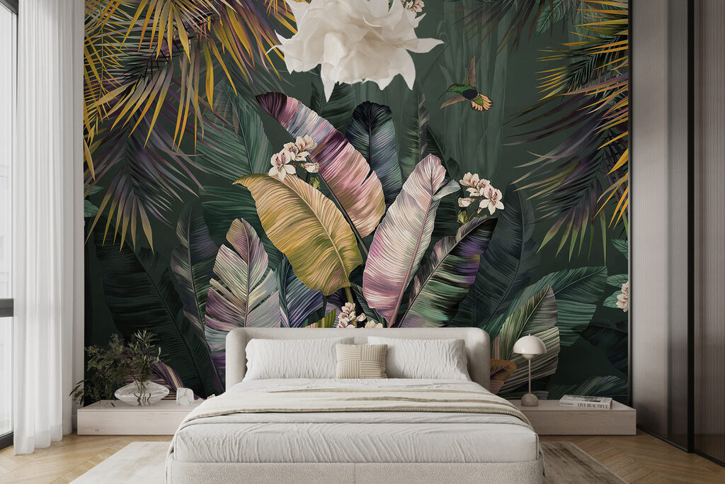 Tropical leaves, light blossom — interior 4