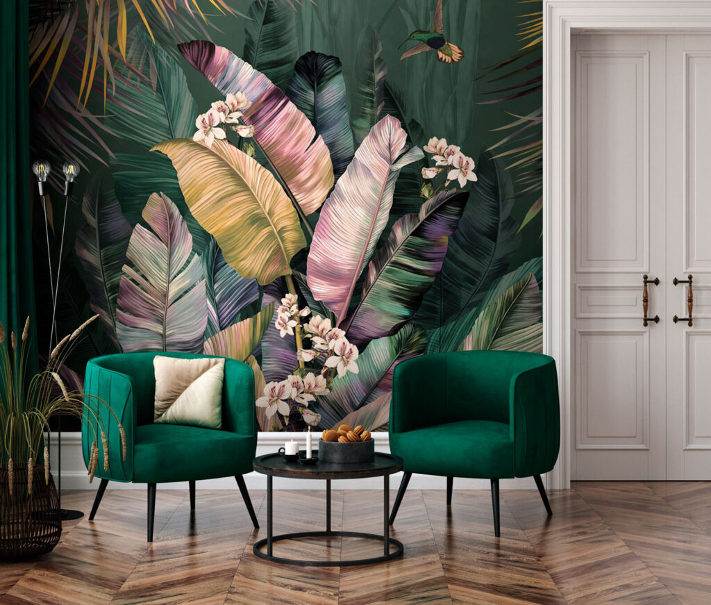 Tropical leaves, light blossom — interior 1