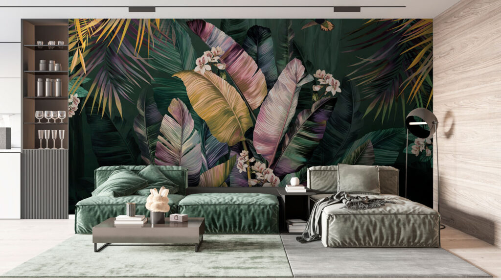 Tropical leaves, light blossom — interior 3
