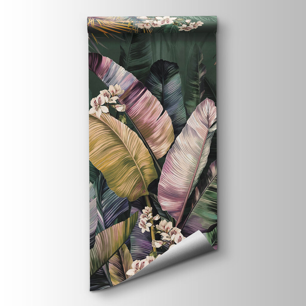 Tropical leaves, light blossom — product view
