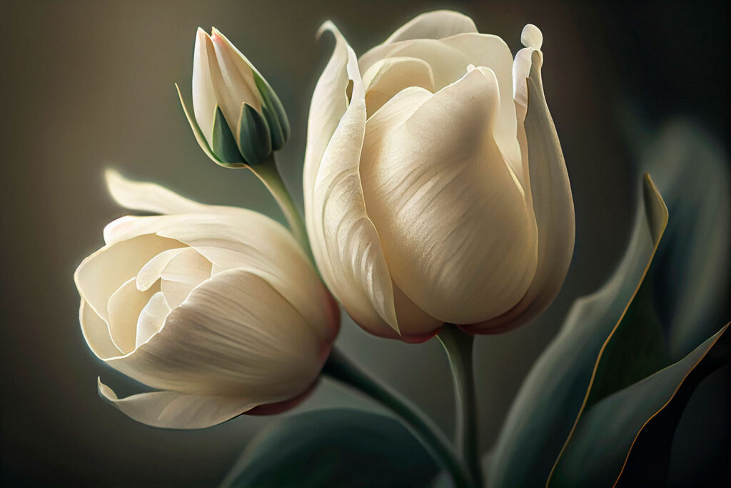 Cream tulips in shadow — full design