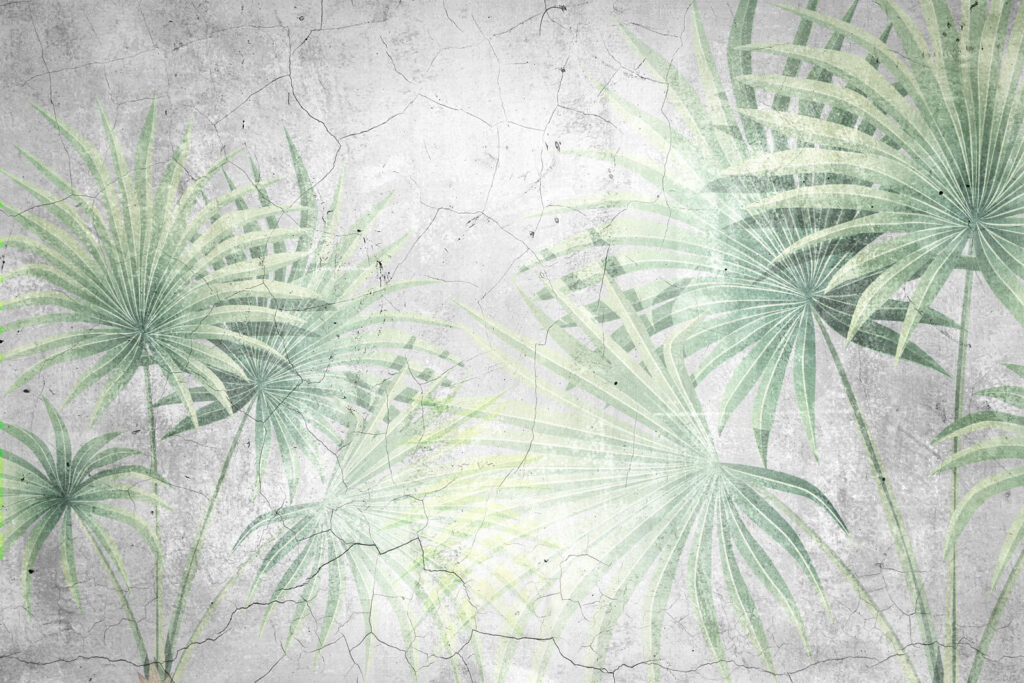 Palm fans on plaster — full design