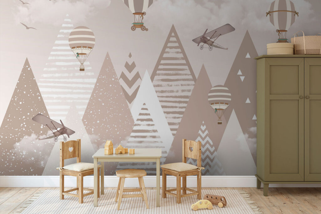 Balloons over striped mountains — interior 1