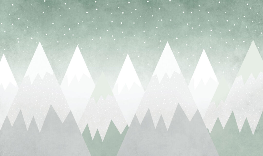 White peaks under stars — full design