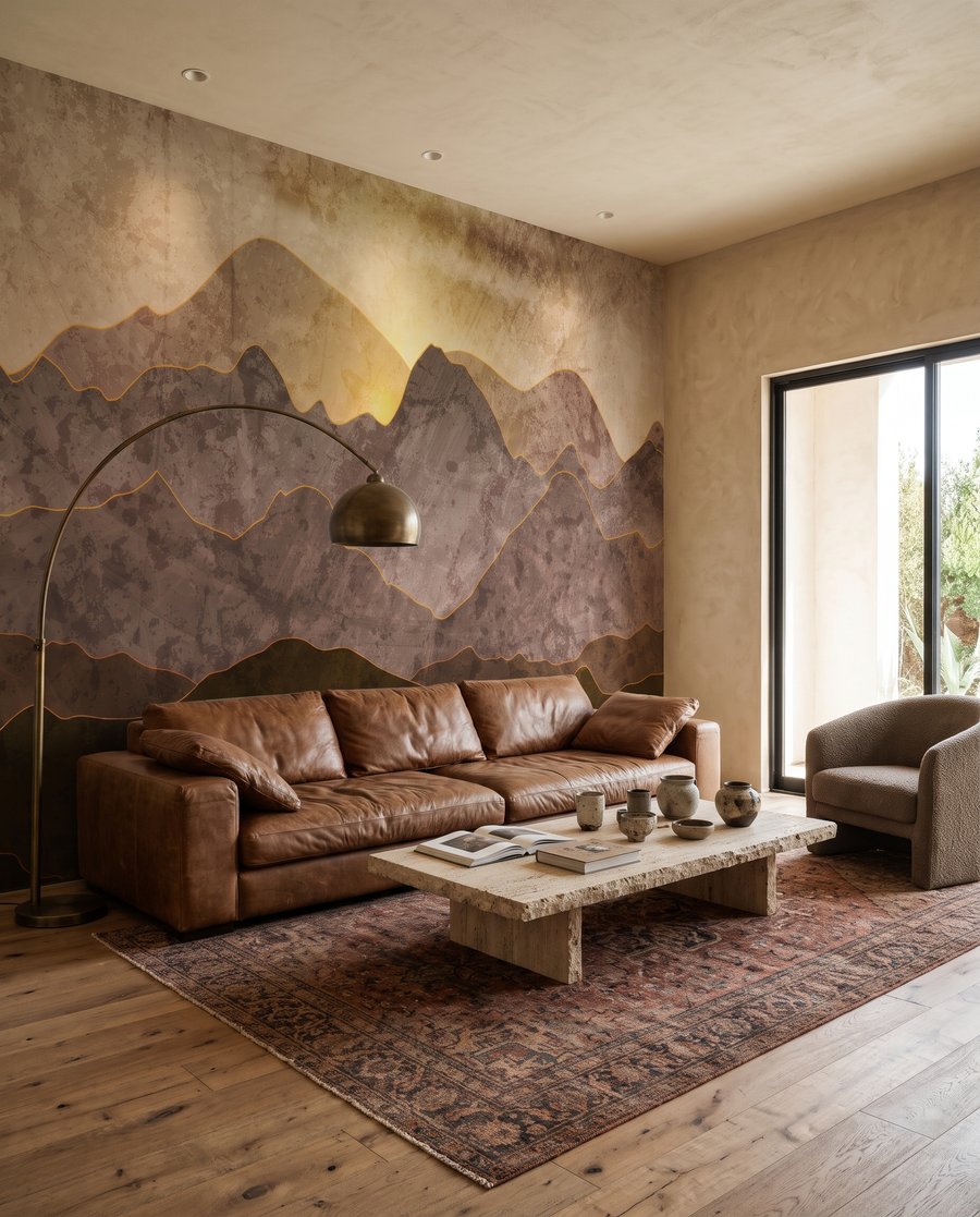 Sun Between Mountains in an interior