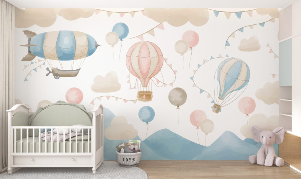 Balloons under bunting — interior 4