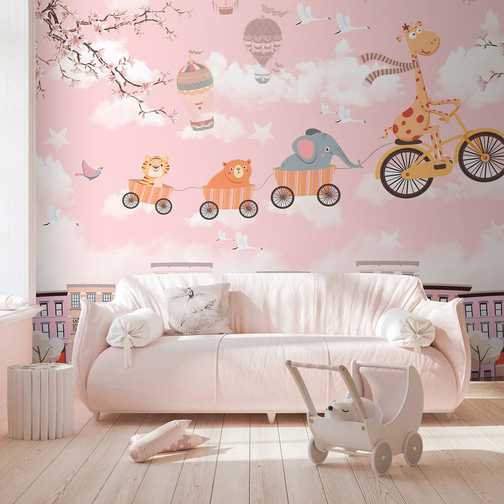 Animals cycling above town — interior 3