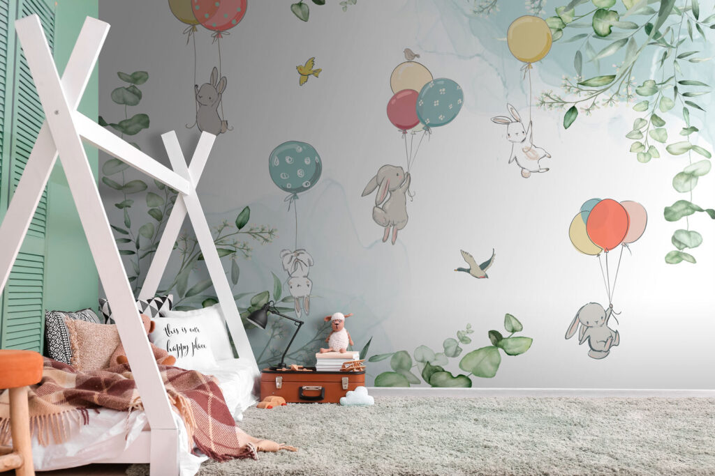 Animal balloons among leaves — interior 2