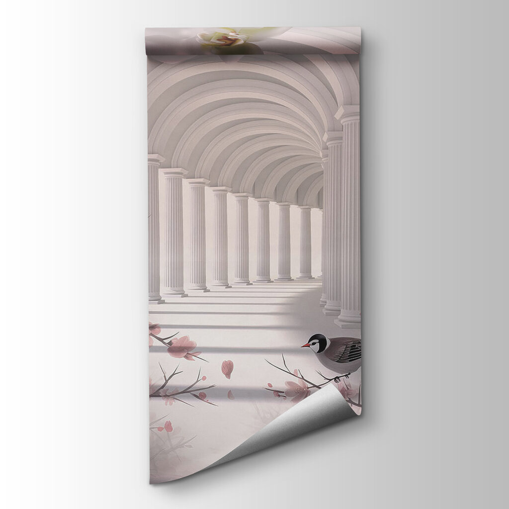 Birds beneath flower arches — product view