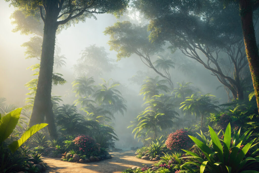 Morning jungle path — full design