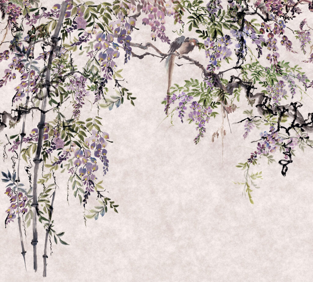 Purple blossom sprays — full design
