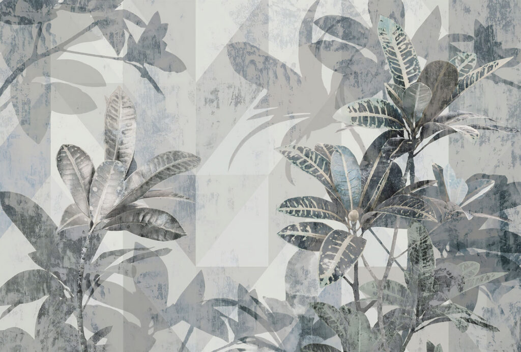 Leaves over grey triangles — full design