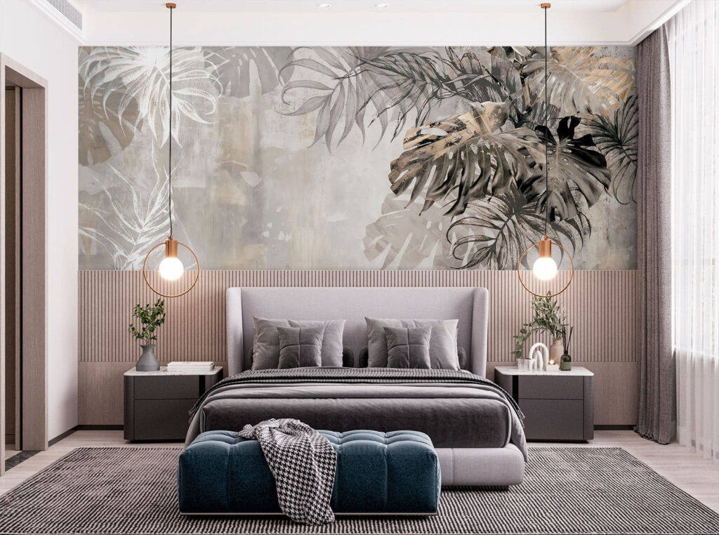 Tropical leaves on beige — interior 2