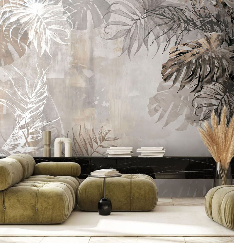 Tropical leaves on beige — interior 3