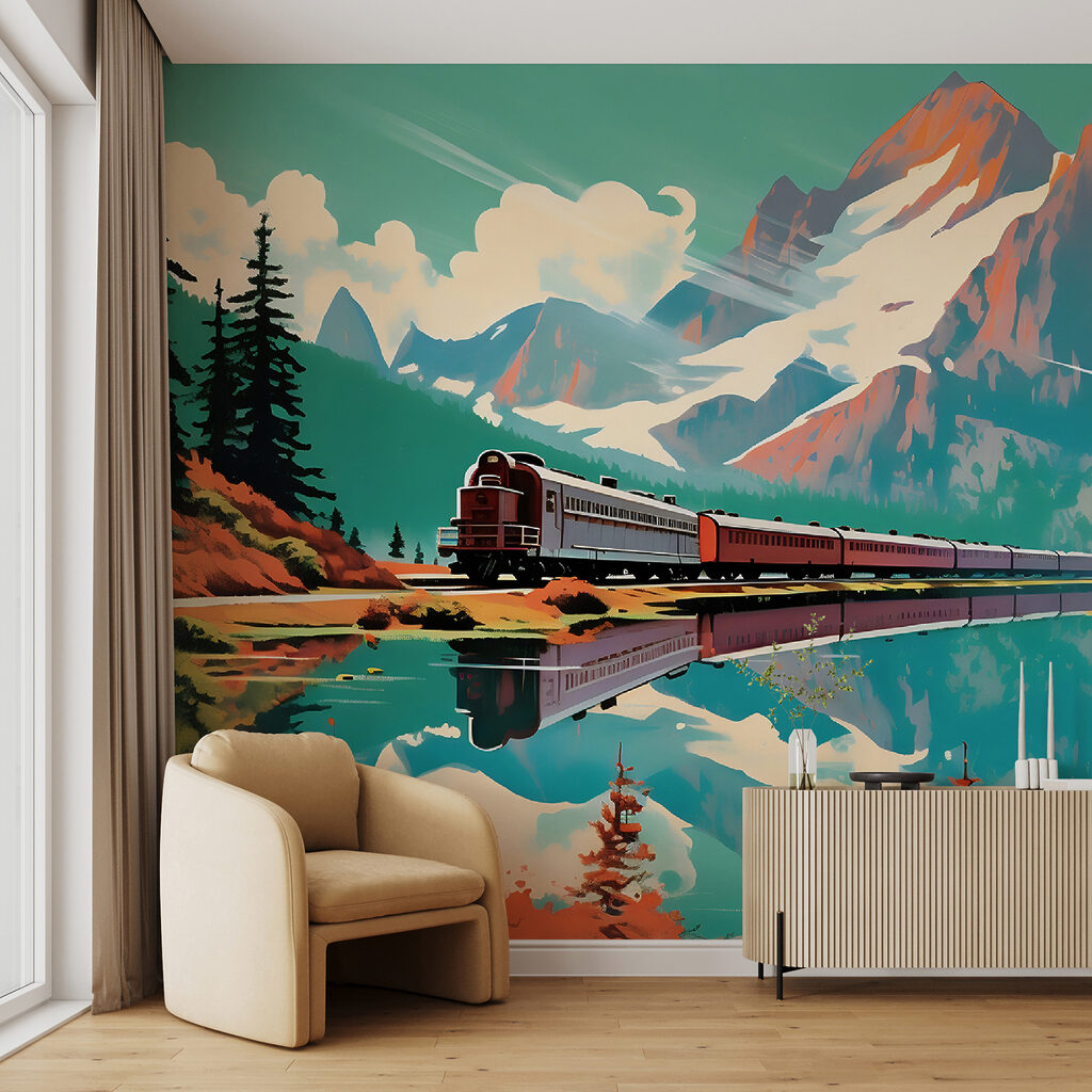 Train by a lake — interior 3