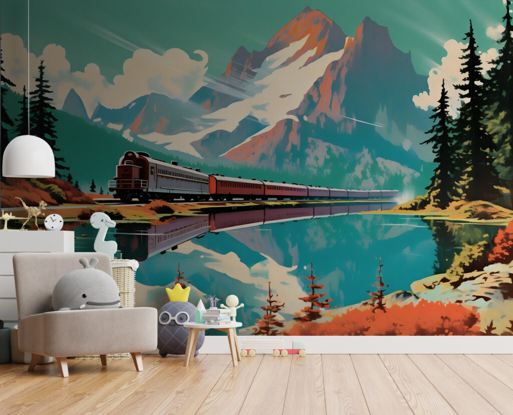 Train by a lake — interior 2