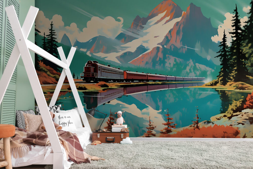 Train by a lake — interior 1